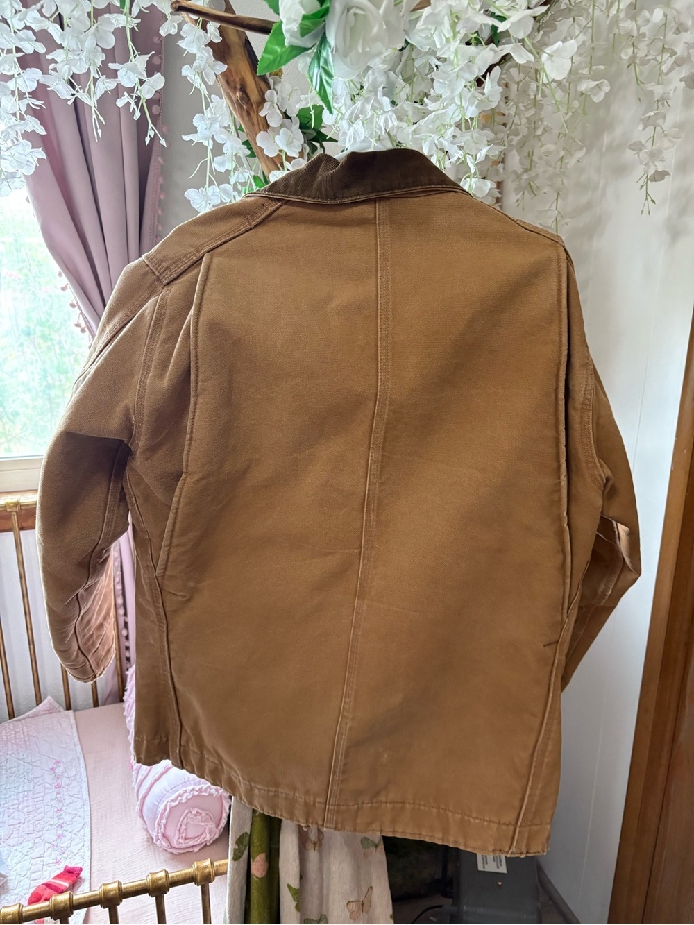 Carhartt Barn Brown Duck Work Jacket with Dark Brown Corduroy Collar - Picture 3 of 6